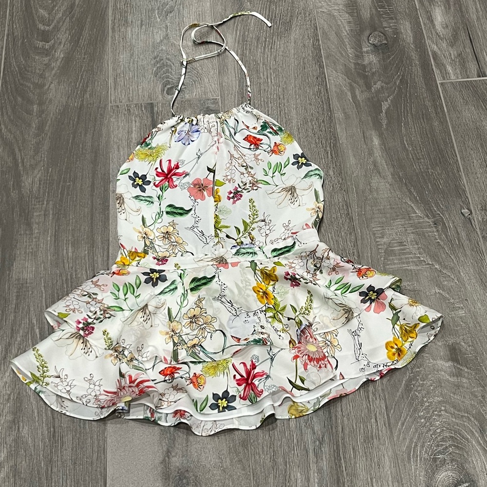 Parker floral print halter peplum top- XS